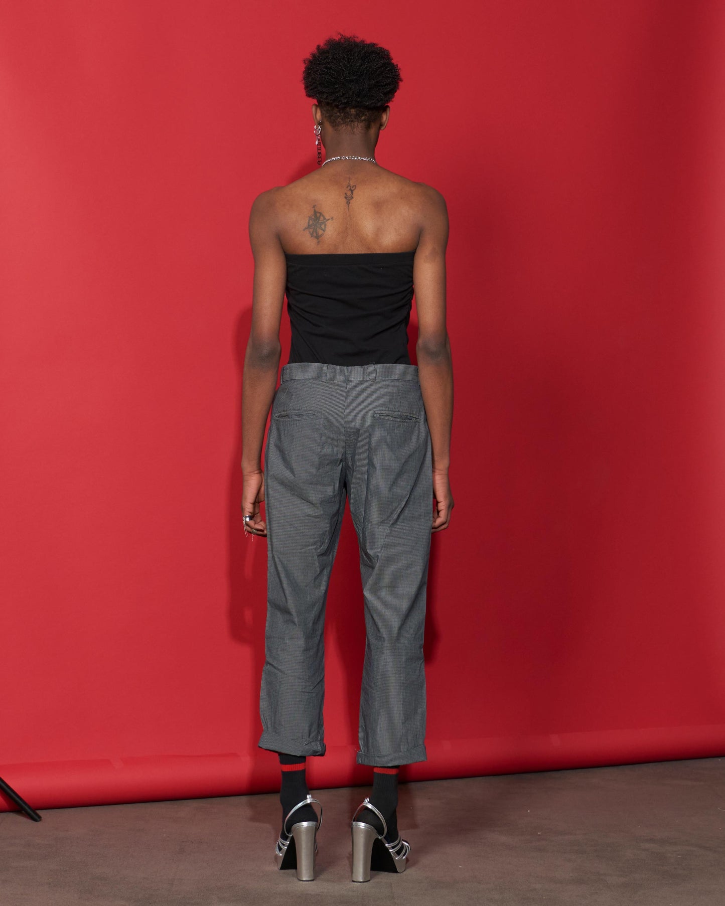 Grey Checkered Pants by Emporio Armani