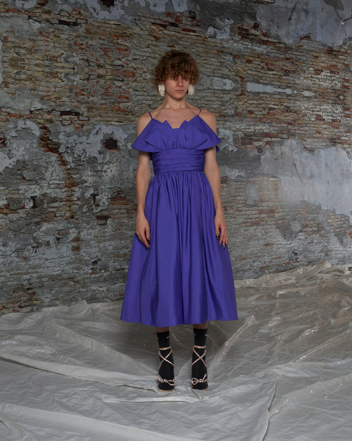 Purple Chic Dress with Big Bows on Front and Backside