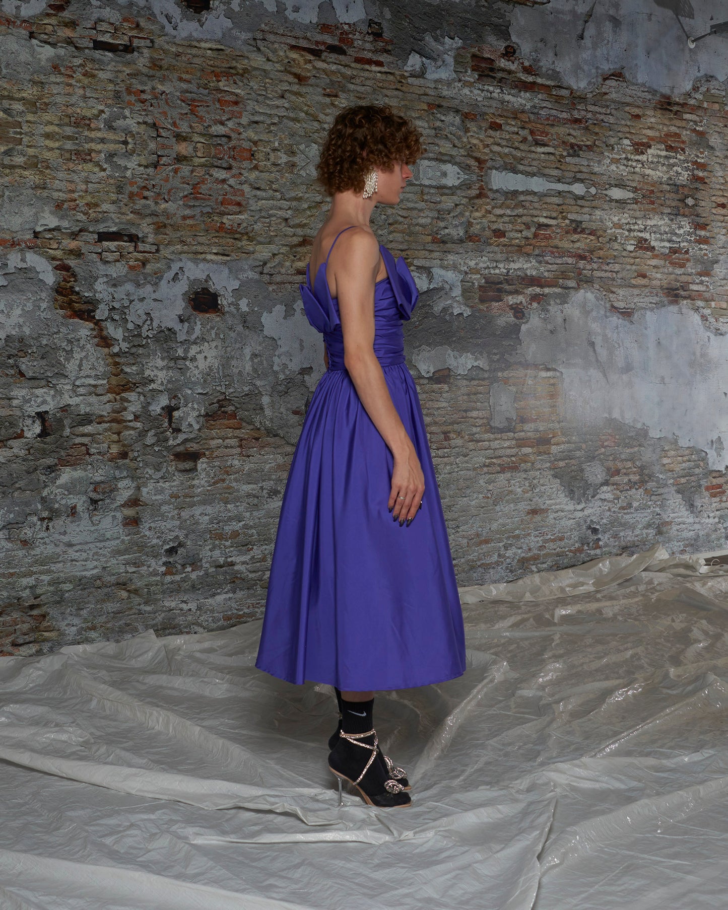 Purple Chic Dress with Big Bows on Front and Backside