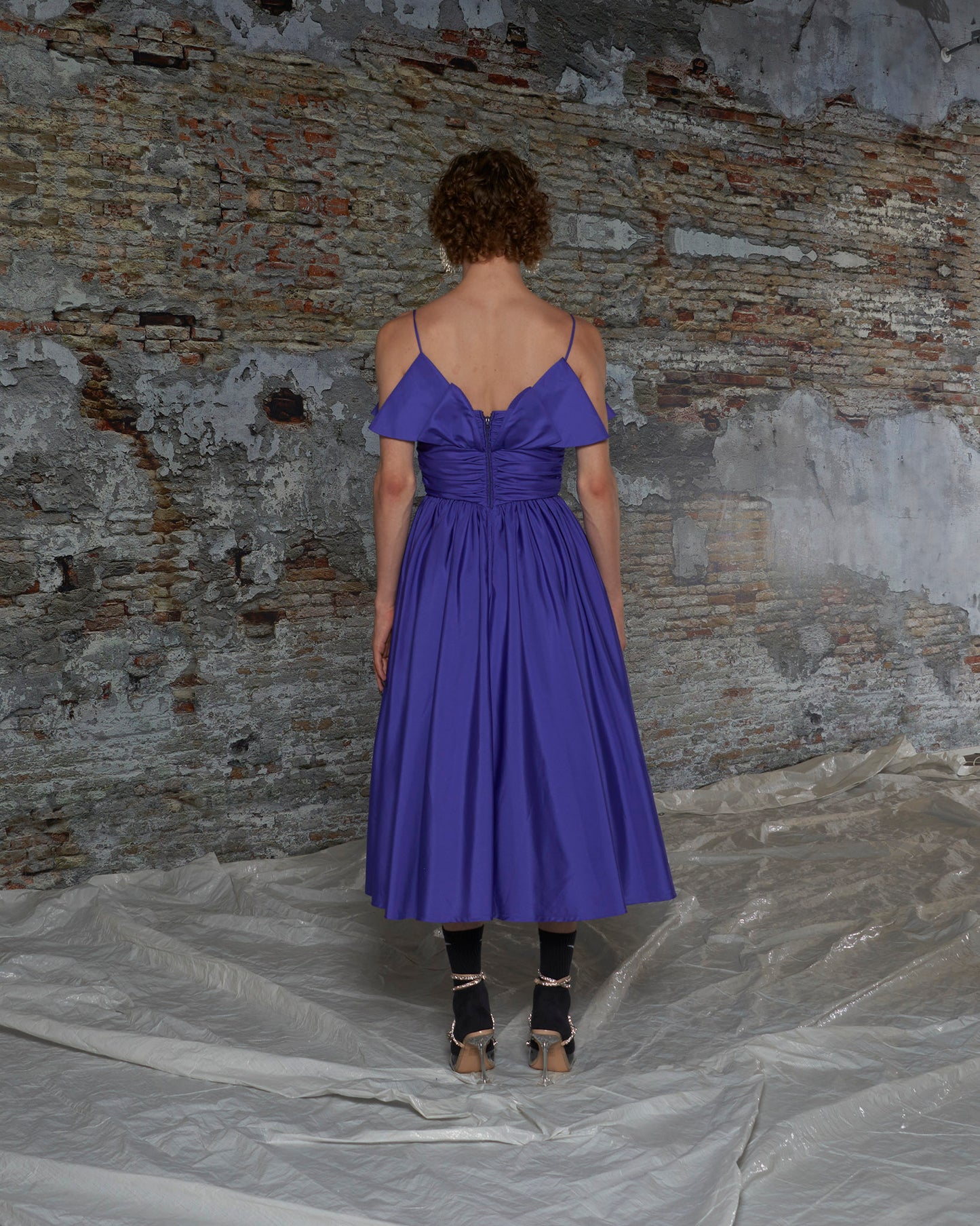 Purple Chic Dress with Big Bows on Front and Backside