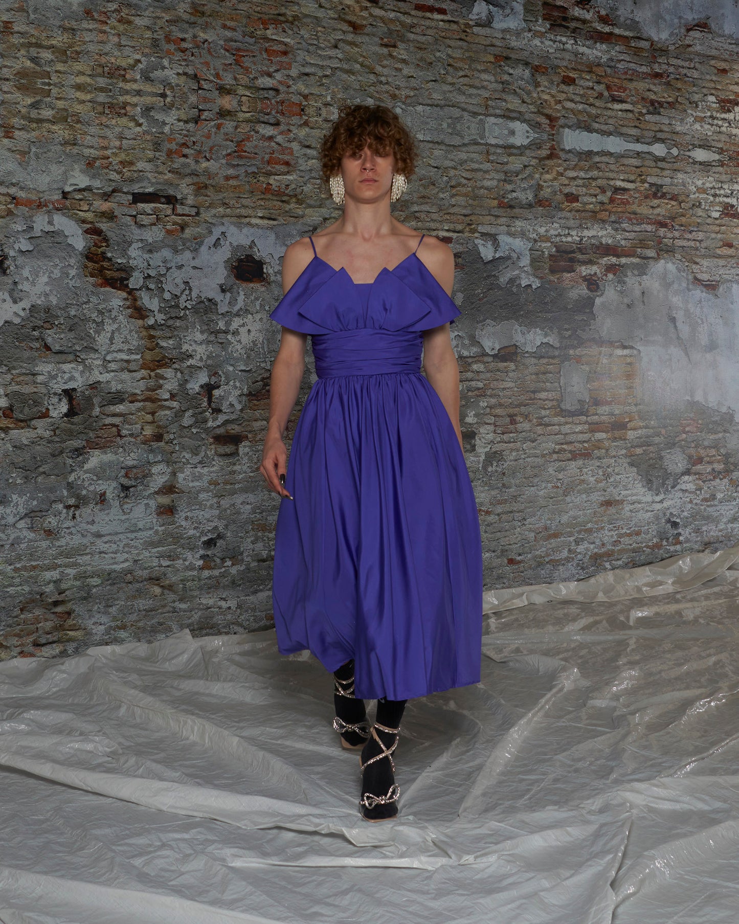 Purple Chic Dress with Big Bows on Front and Backside