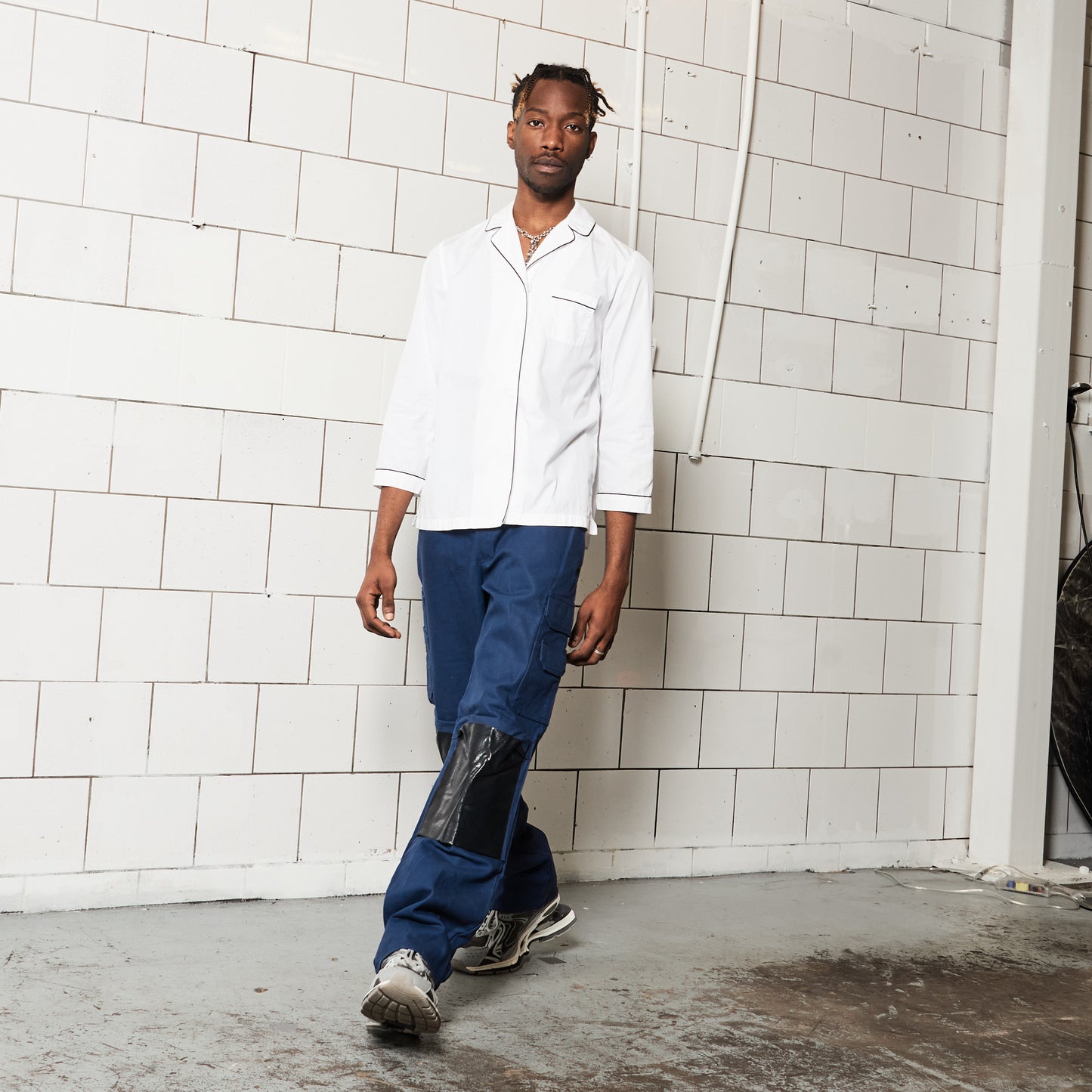 Branded White Shirt with Blue Lining