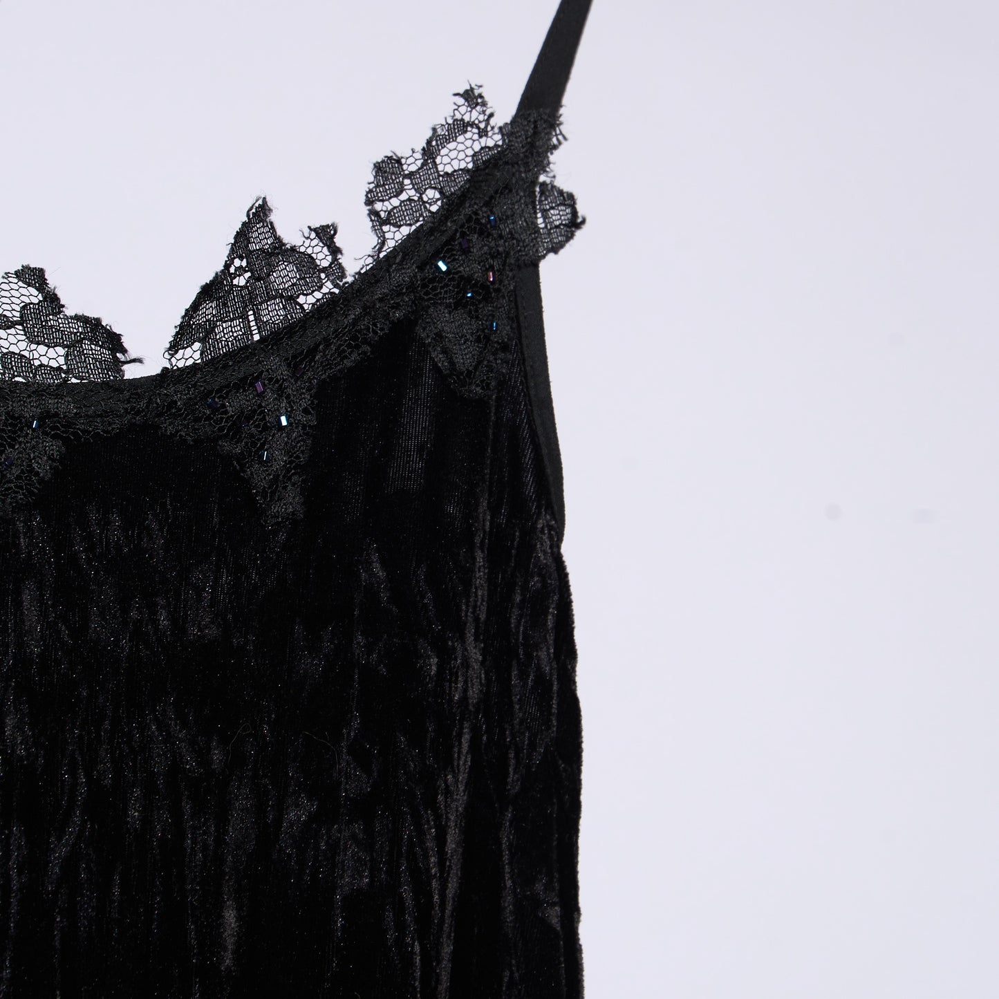 Beautiful Long Dress with Velvet, Beads and Lace Appliques