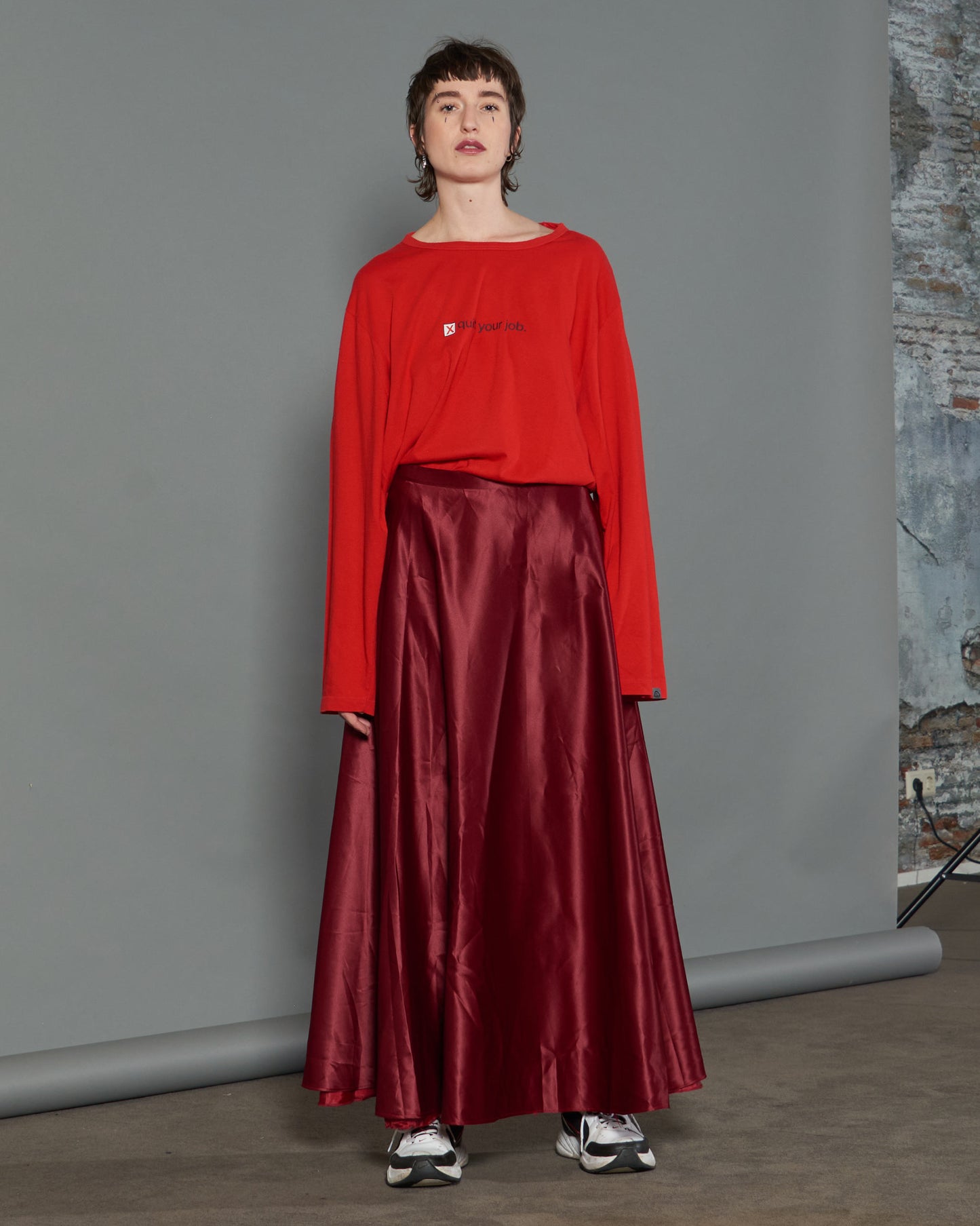 Deep Red Shiny Skirt