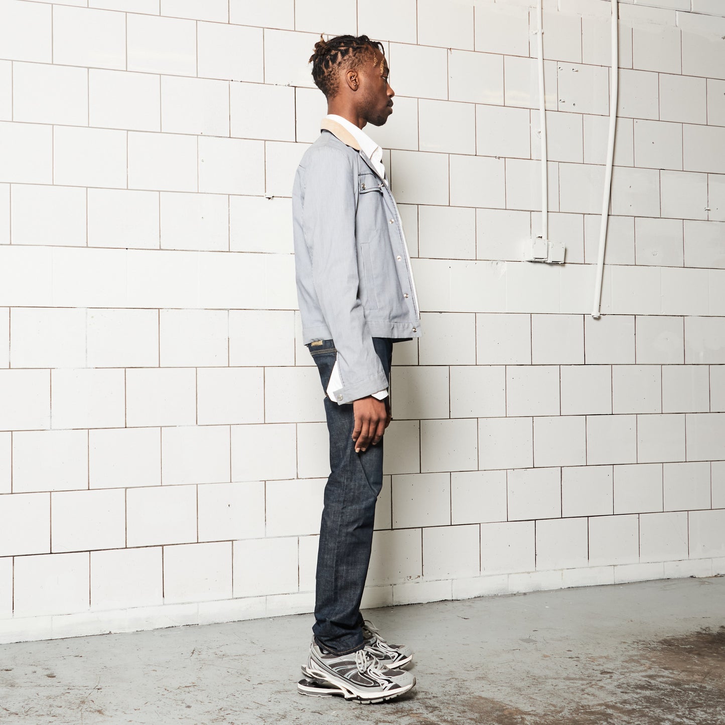 Grey and White Striped Designer Jacket