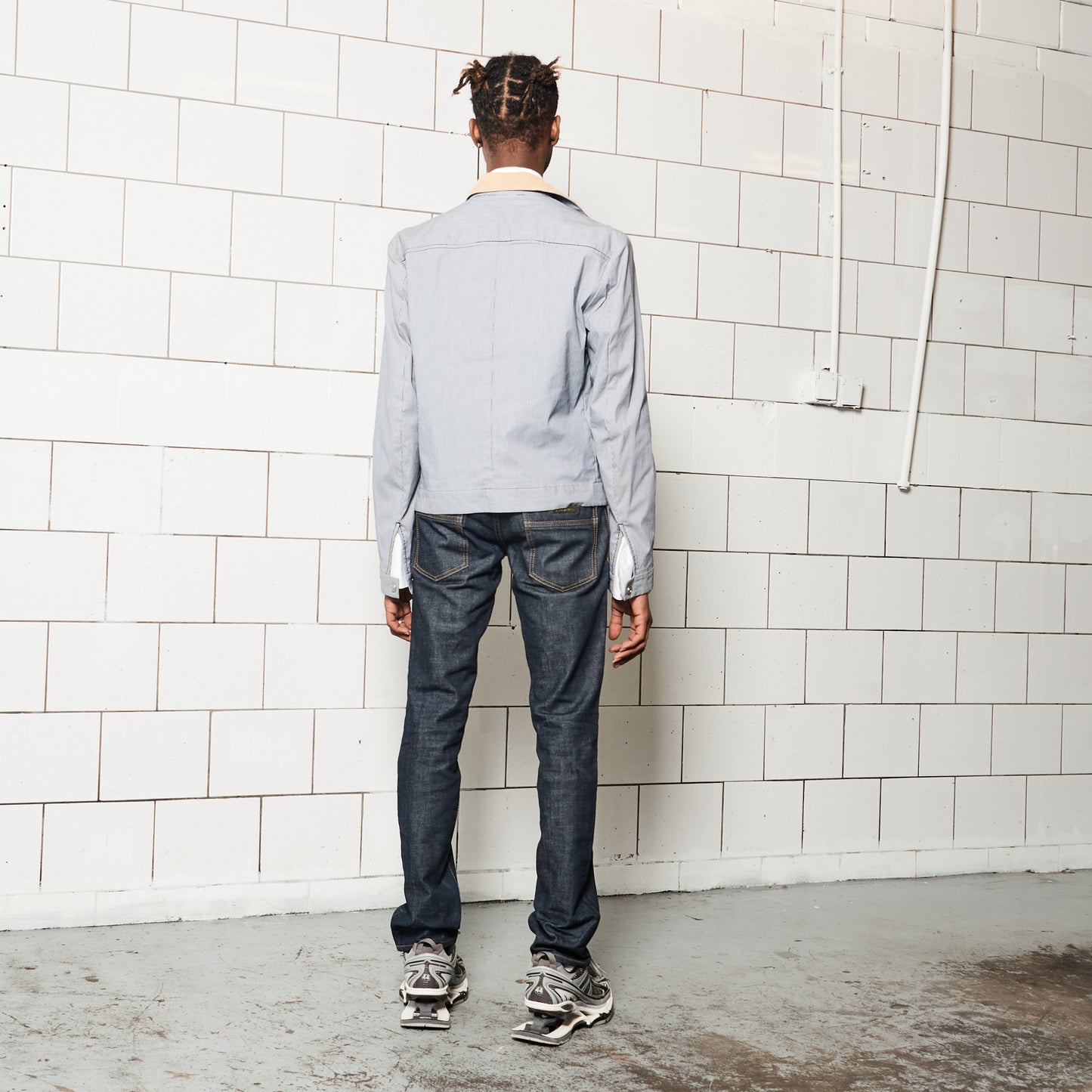 Grey and White Striped Designer Jacket
