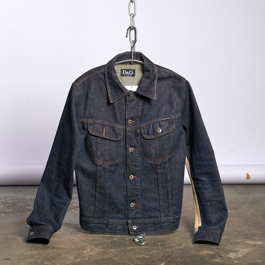 Designer Denim Jacket with Beige Back