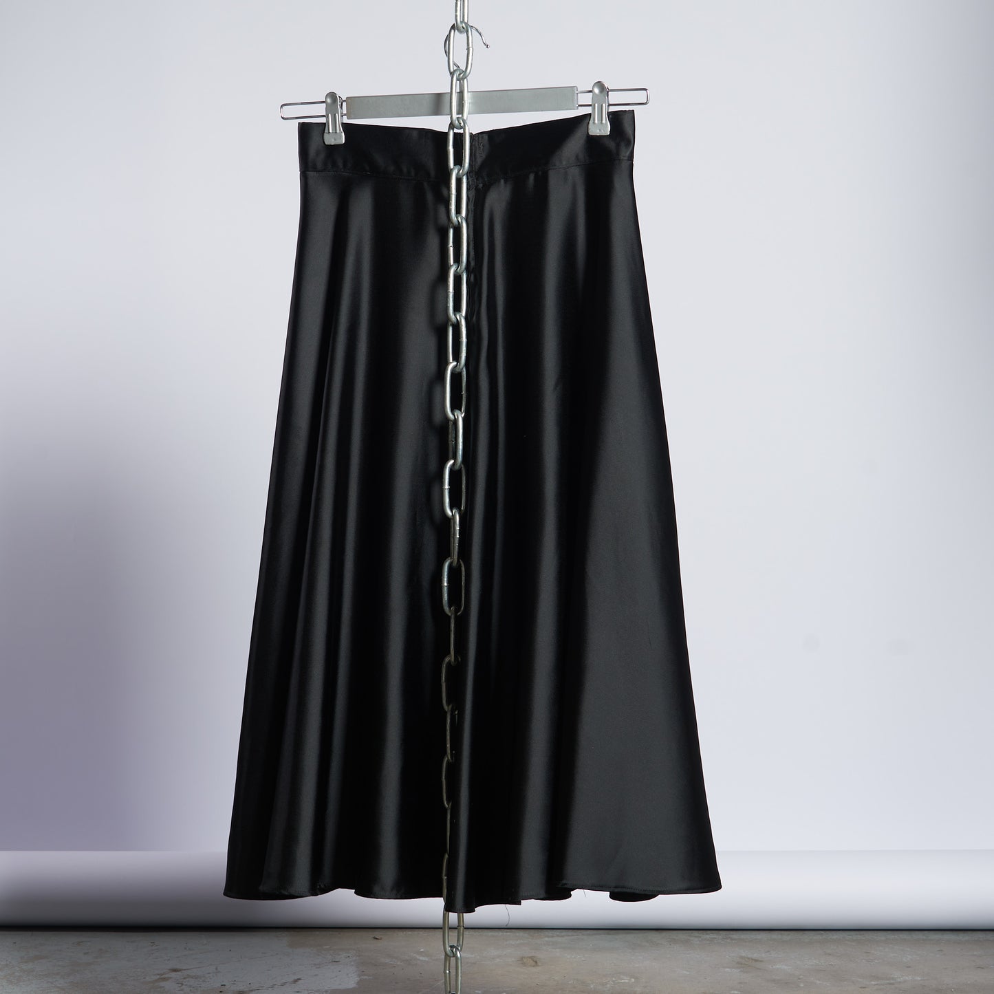 Satin Black Midi Skirt
