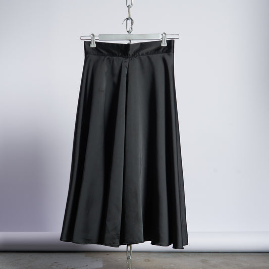 Satin Black Midi Skirt