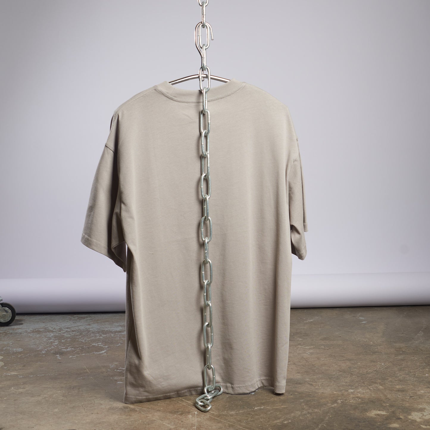 Boxy Beige T-Shirt with audelà Logo in Rhinestones