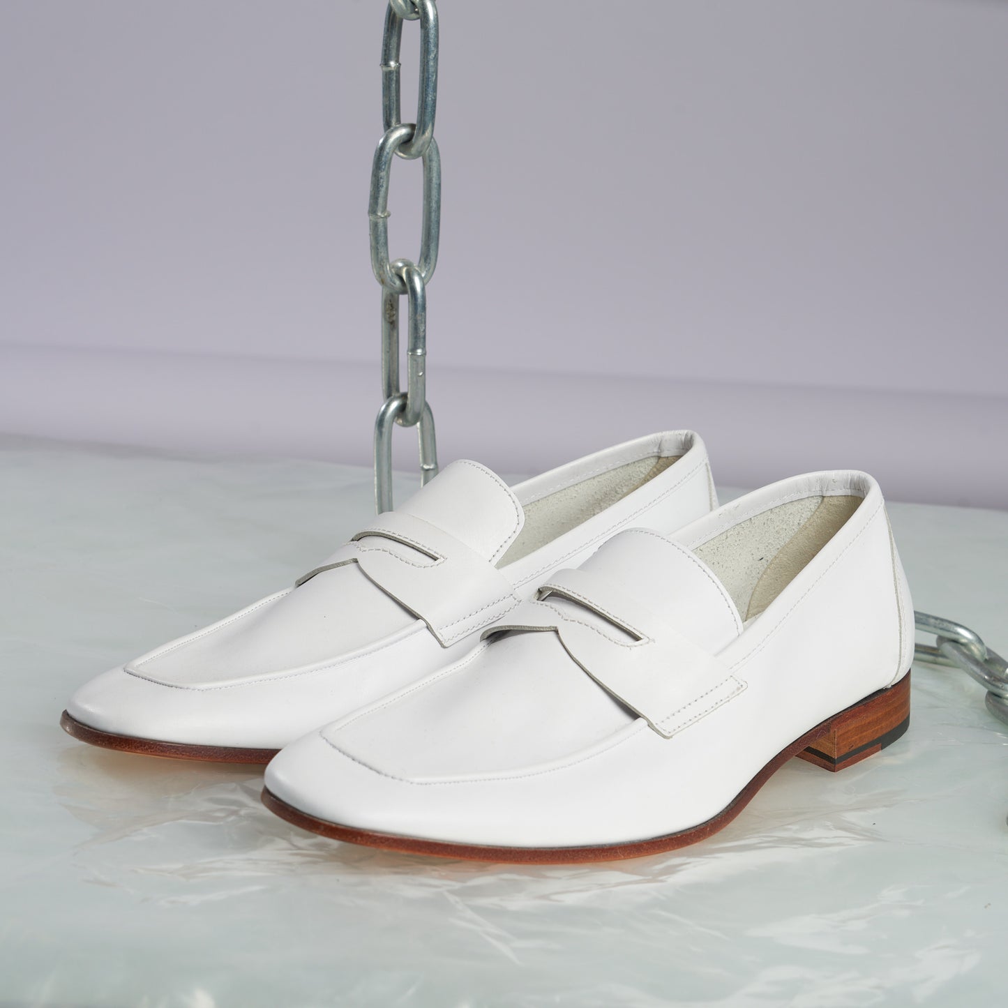 White Leather Loafers