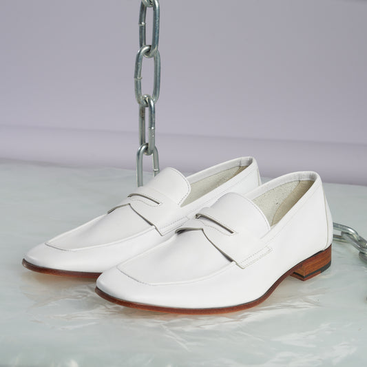White Leather Loafers