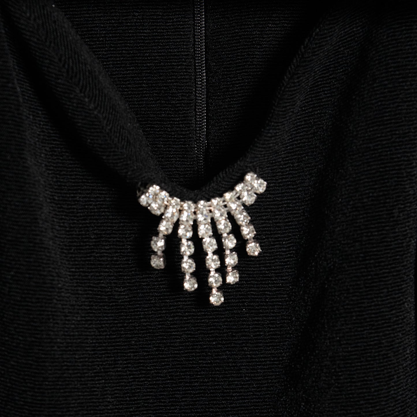Little Black Dreses with Rhinestoned Oversized Collar