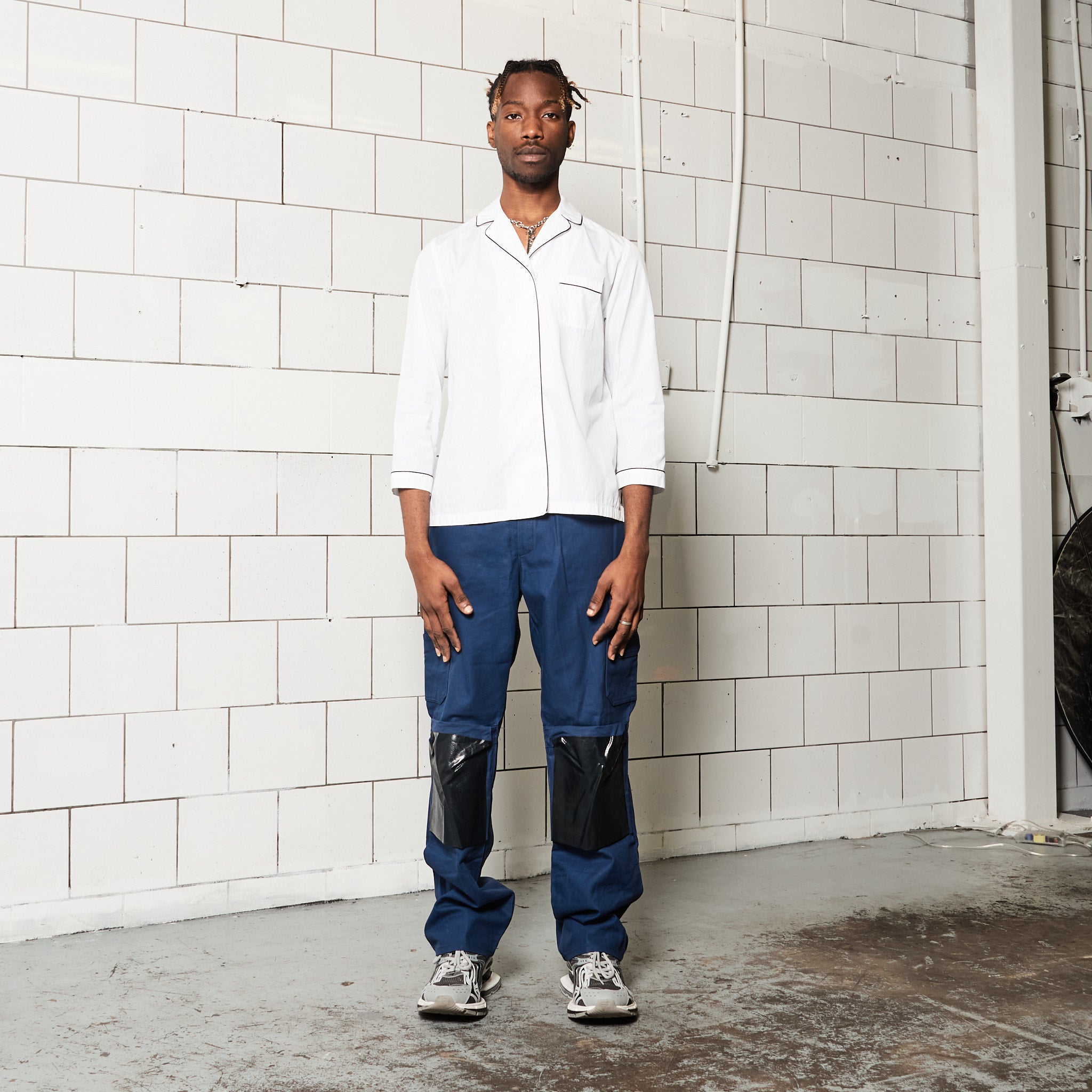 Branded White Shirt with Blue Lining