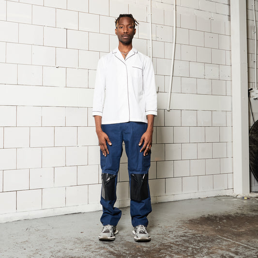 Branded White Shirt with Blue Lining