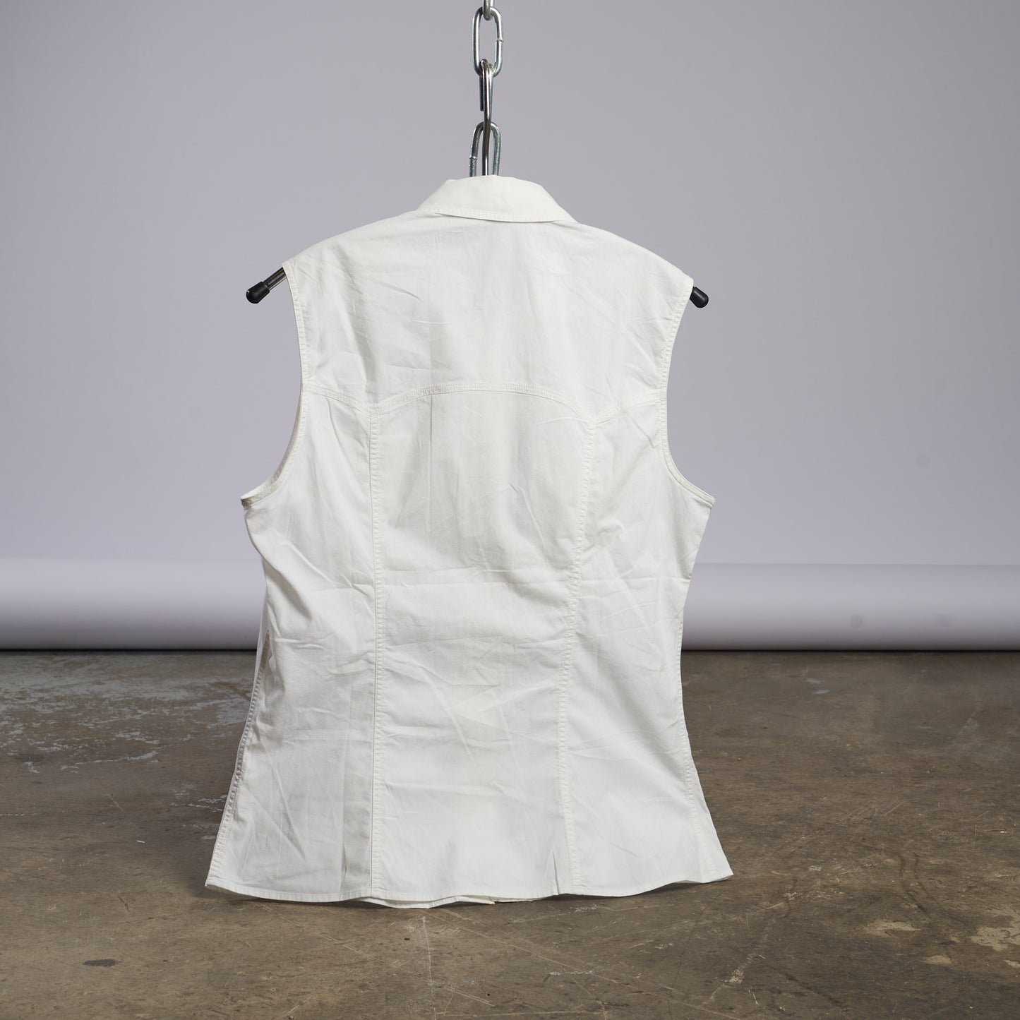 White Designer Sleeveless Shirt