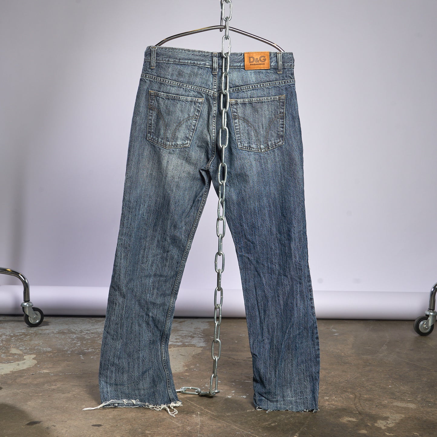 Designer Ripped Jeans with Orange Liner
