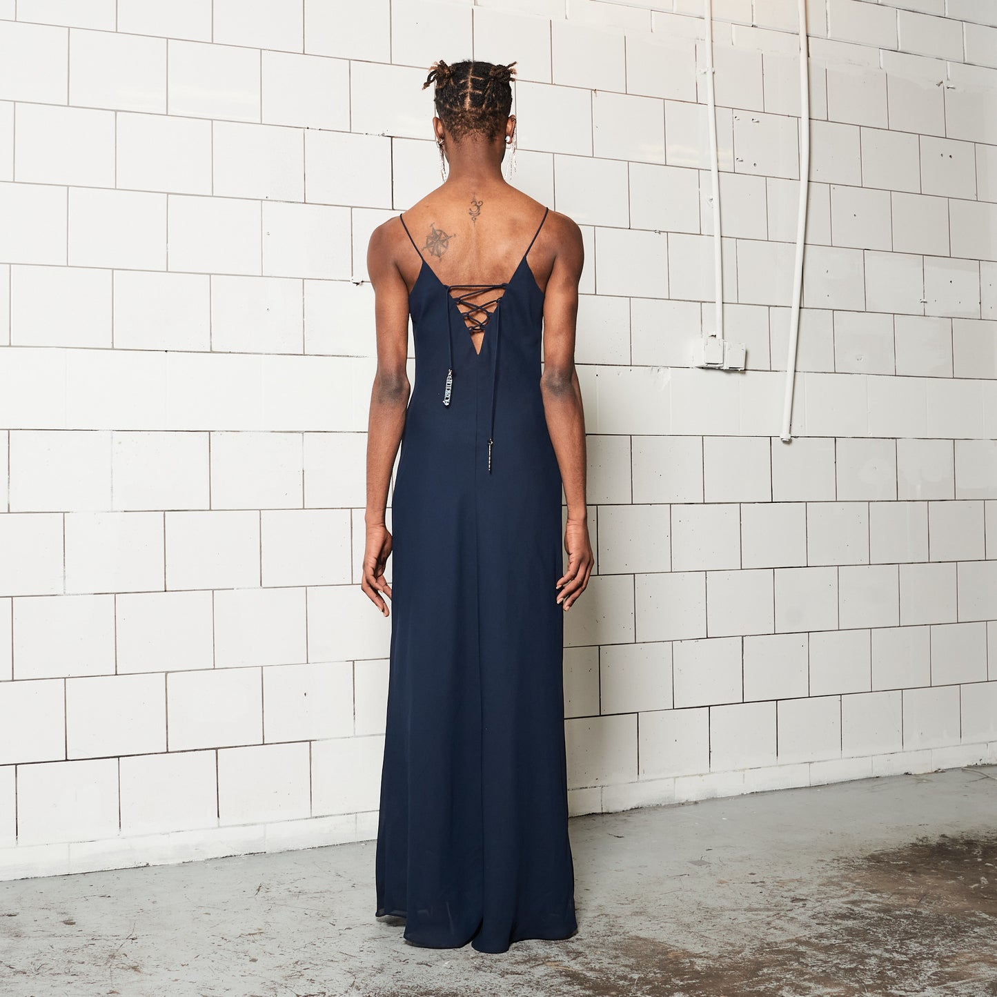 Blue Chic Long Dress with Stones And Laces